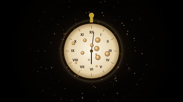 Vintage Pocket Watch with Fluid Bubble Effects Motion Seamless Loop Background Animation