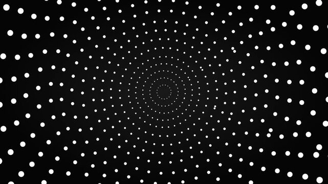 Concentric white dots pattern on black background