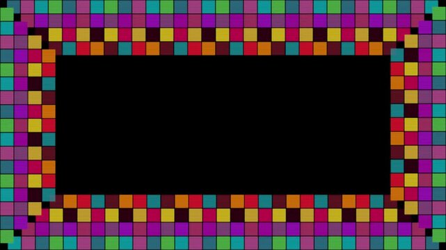 Colorful pixel art frame border design