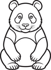 Obraz premium Panda Sitting Front View Line Art for Coloring Book Design