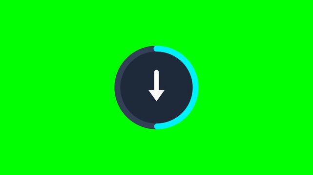 Download progress icon with circular loading ring and arrow on green screen, save file transfer symbol design concept. 4k video