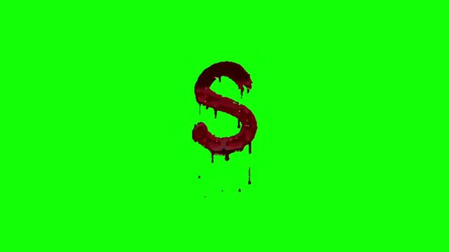 Bloody Letter S Green Screen Dripping Blood Font Halloween Horror Video Overlay