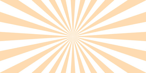 Fototapeta premium Radial burst pattern with soft peach and white stripes emanating from the center, evoking a retro comic book style or a gentle sunburst effect.