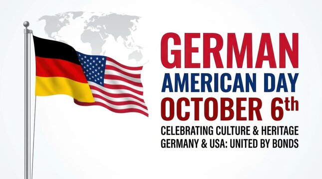 German american day celebration with waving flags of germany and usa on october 6th for heritage and culture