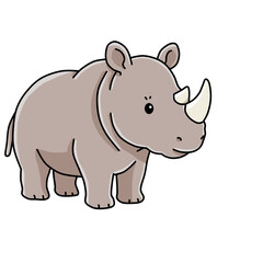 Cute Rhinoceros Character Vector Illustration © Seza