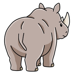 Cute Rhinoceros Full Body Side View Vector © Seza