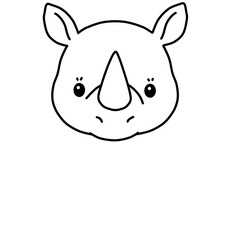 Cute Rhino Head Line Art Vector Illustration © Seza
