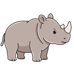 Cute Rhinoceros Standing Side View Vector © Seza