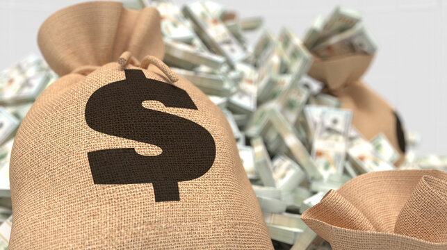Abundance of Wealth: Dollar Bag and Hundred Dollar Bills