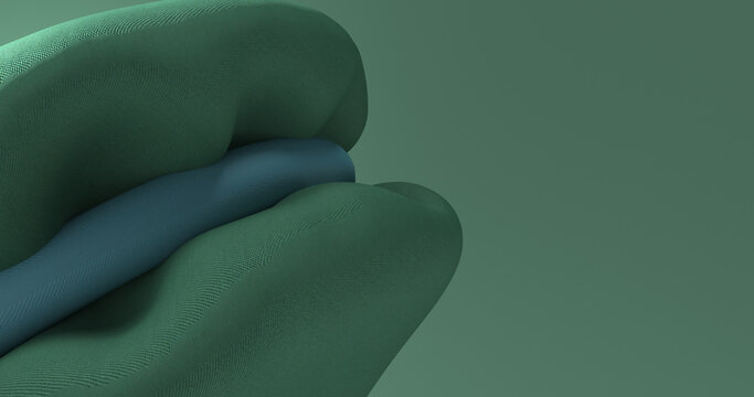 Modern Abstract Green and Blue Textile Background with Soft Wavy Forms