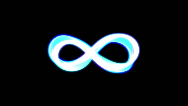 Glowing neon infinity symbol loop abstract motion background