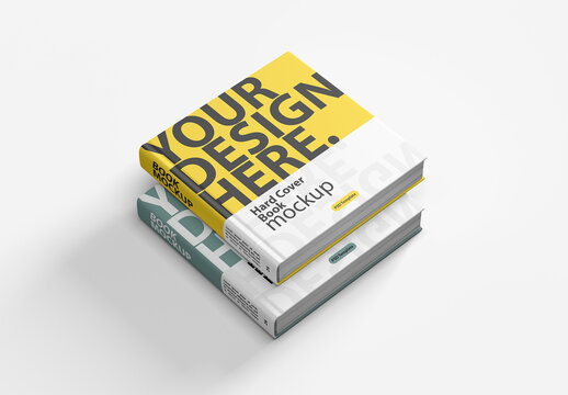 Stack of Square Hardcover Books Mockup