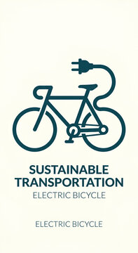 Electric bicycle icon with power plug symbol representing sustainable transport