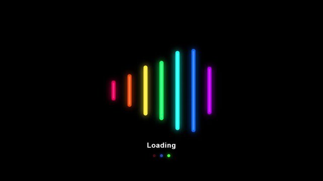 Abstract colorful equalizer bars pulsing rhythmically against a dark background with subtle motion