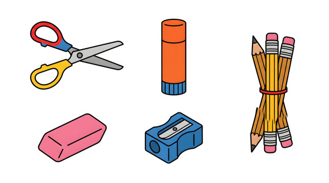 School supplies icons set vector illustration design template