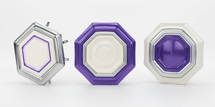 Three octagonal and hexagonal decorative wall light fixtures on a white background
