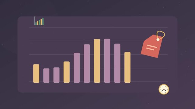 Tableau de bord de suivi des prix avec courbe, &eacute;tiquettes et horloge