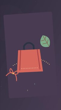 Emballage cadeau durable avec sac r&eacute;utilisable, feuilles et ruban