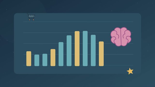 Interface de recommandations shopping avec cerveau, panier et &eacute;toiles
