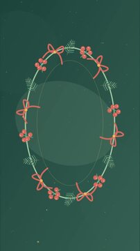 Couronne de No&euml;l en sapin avec baies rouges et ruban fluide