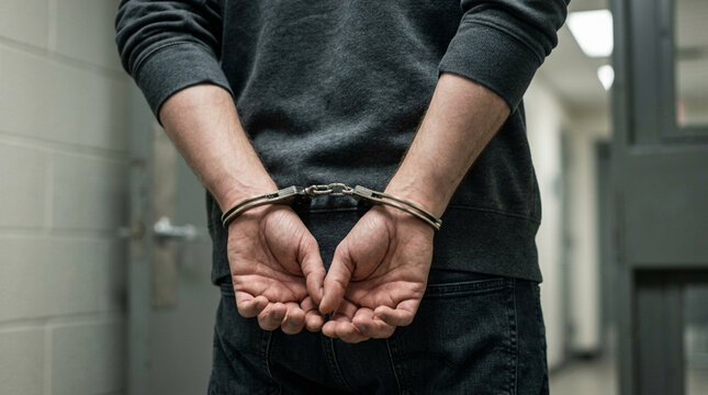 Handcuffed Man Arrested Criminal Justice Law Enforcement Jail Cell