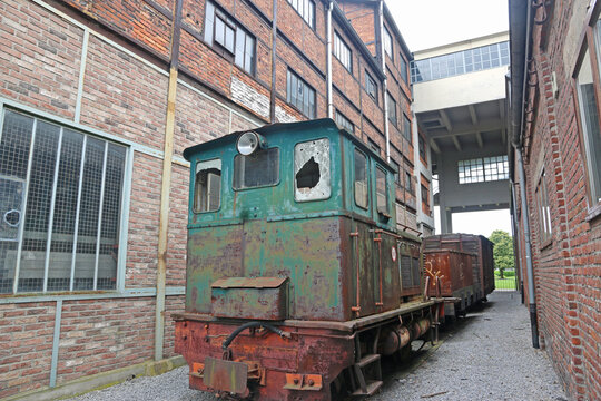 Old train engine in a mine	