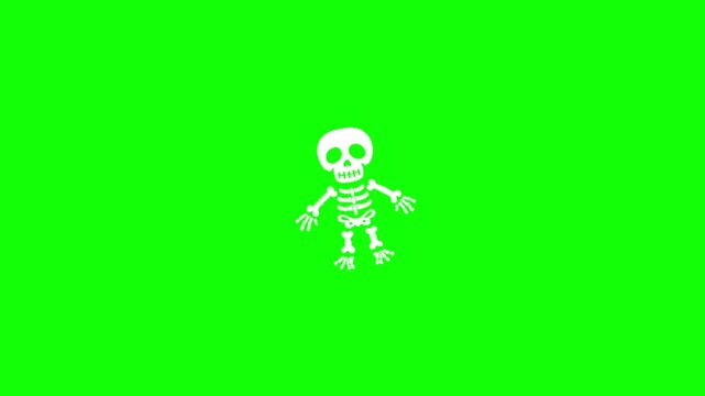 Halloween Skeleton Green Screen Cute 2D Animated Bones Spooky Video Overlay