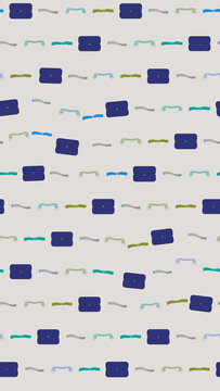 Blue rectangles and wavy lines seamless pattern
