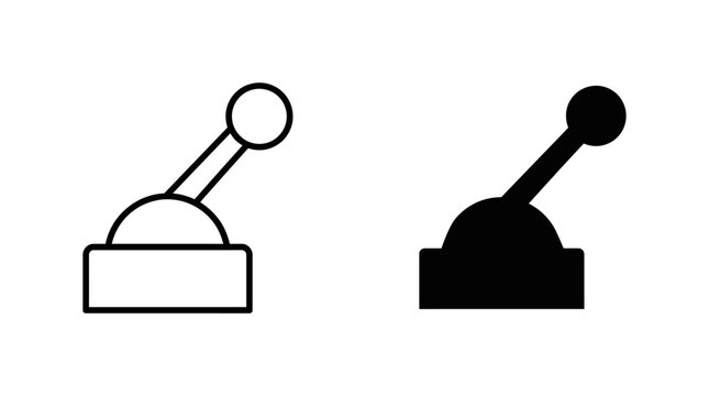 Gear stick silhouette and outline illustration on a white background