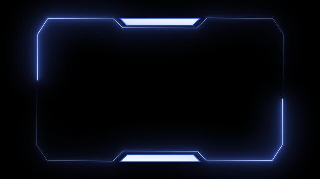 Interface frame animation glows with radiant borders. Modern sci-fi screen overlays outline the active interface frame animation. Cyber surveillance control displays use frame.