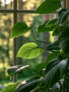 Close-Up of a Healthy Cascading Pothos Plant