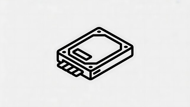 Isometric hard drive icon for computer data storage