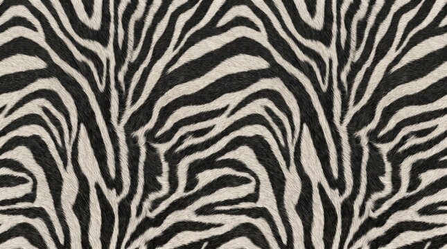 Realistic Black and White Zebra Stripe Seamless Texture Background