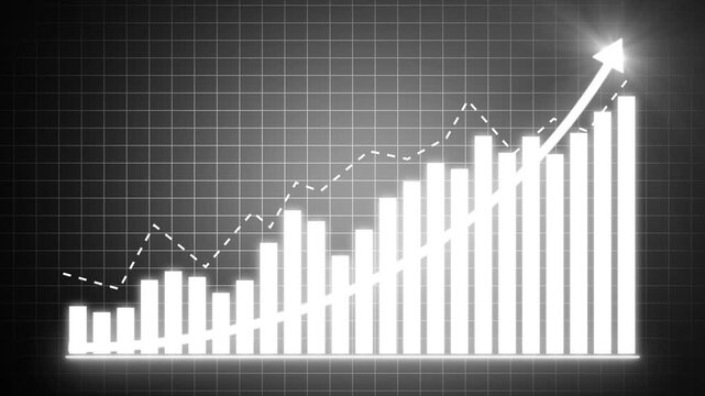 Excellent financial status of corporate business going up. Business graph growth concept in allusive graph chart showing marketing sale profit increasing to future target. 4k graph arrow motion video 