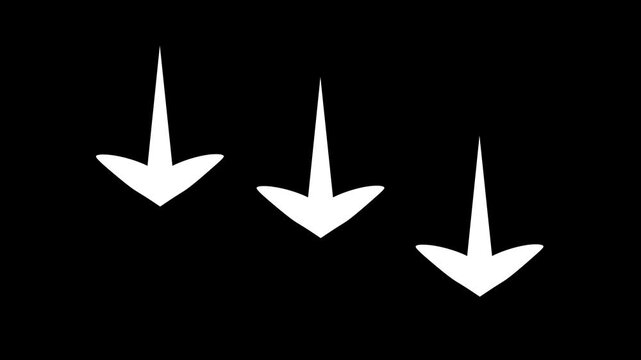 Three downward-pointing arrows in motion sequence for user interface design and animation projects