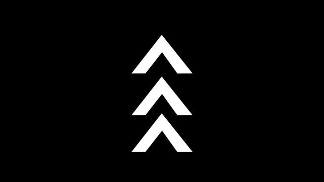 Minimalist white upward arrow animation on black background for progress indicators