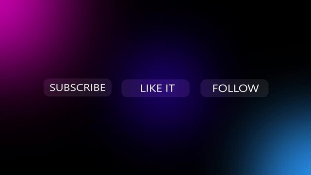 Gradient background buttons display subscribe like follow call-to-action elements for social media marketing