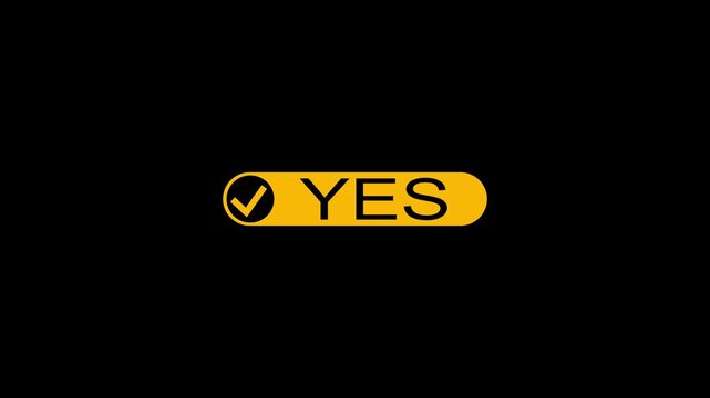 Animated yellow yes button with checkmark symbol for ui animation