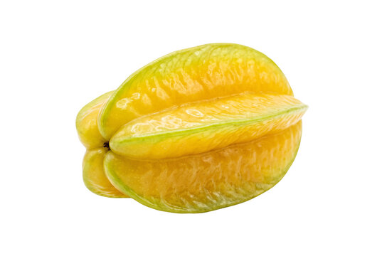 Fresh starfruit, ripe yellow carambola fruit, whole exotic tropical star fruit isolated PNG with Transparent Background