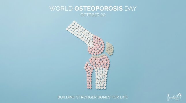 World osteoporosis day concept with pills arranged as a knee joint