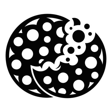 Circular pattern with bite mark is a black silhouette