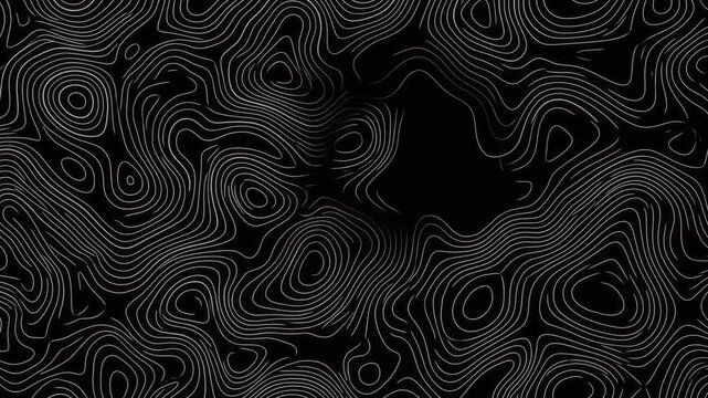 Abstract background with glowing white topographical contour map line patterns