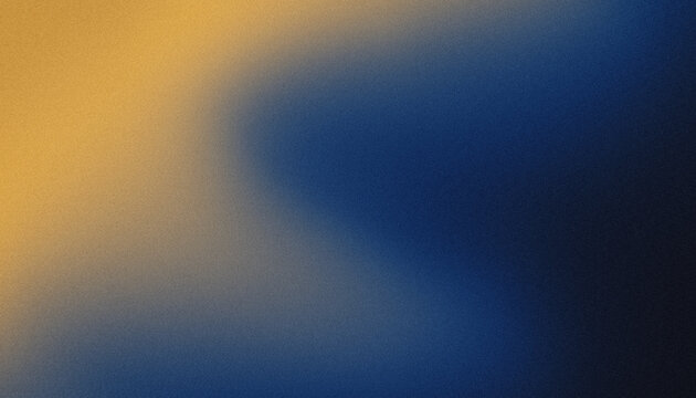 Abstract background with warm golden amber light and dark deep navy blue gradient with grainy noise texture