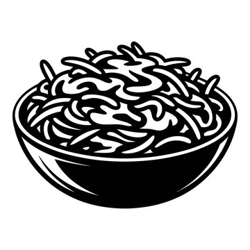 Bowl of french fries depicted as a black silhouette