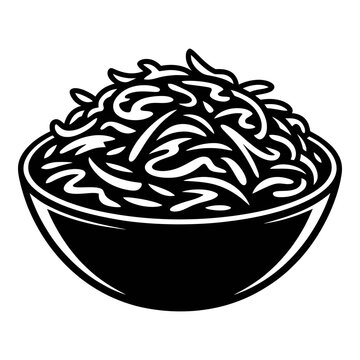 A bowl of vermicelli noodles presented as a black silhouette