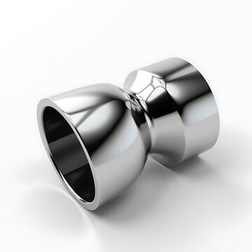 Polished chrome metal reducer coupling for industrial piping