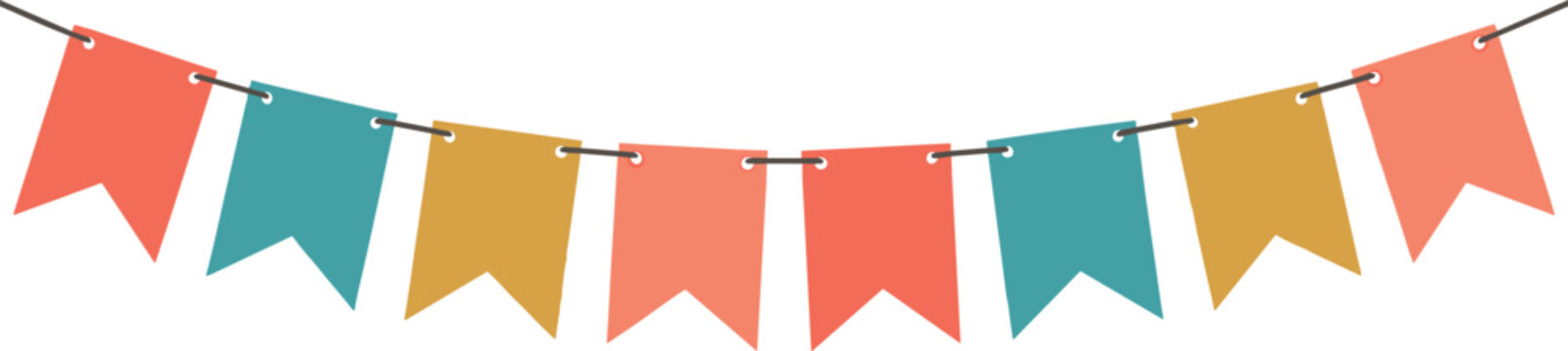 Colorful Party Bunting Banner Garland String Flags Isolated Vector Illustration