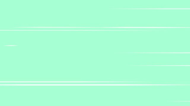 Speed lines streak across a mint green background.