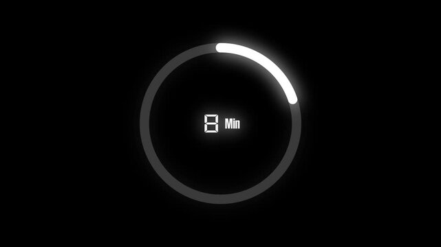 Countdown timer animation shows six minutes on a circular dial. Chronological schedule telemetry guides this countdown timer. Deadline time management tracking operates on the timer.