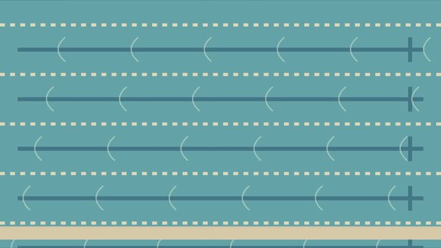 Piscine vue du dessus avec lignes d&rsquo;eau, vagues et flotteurs